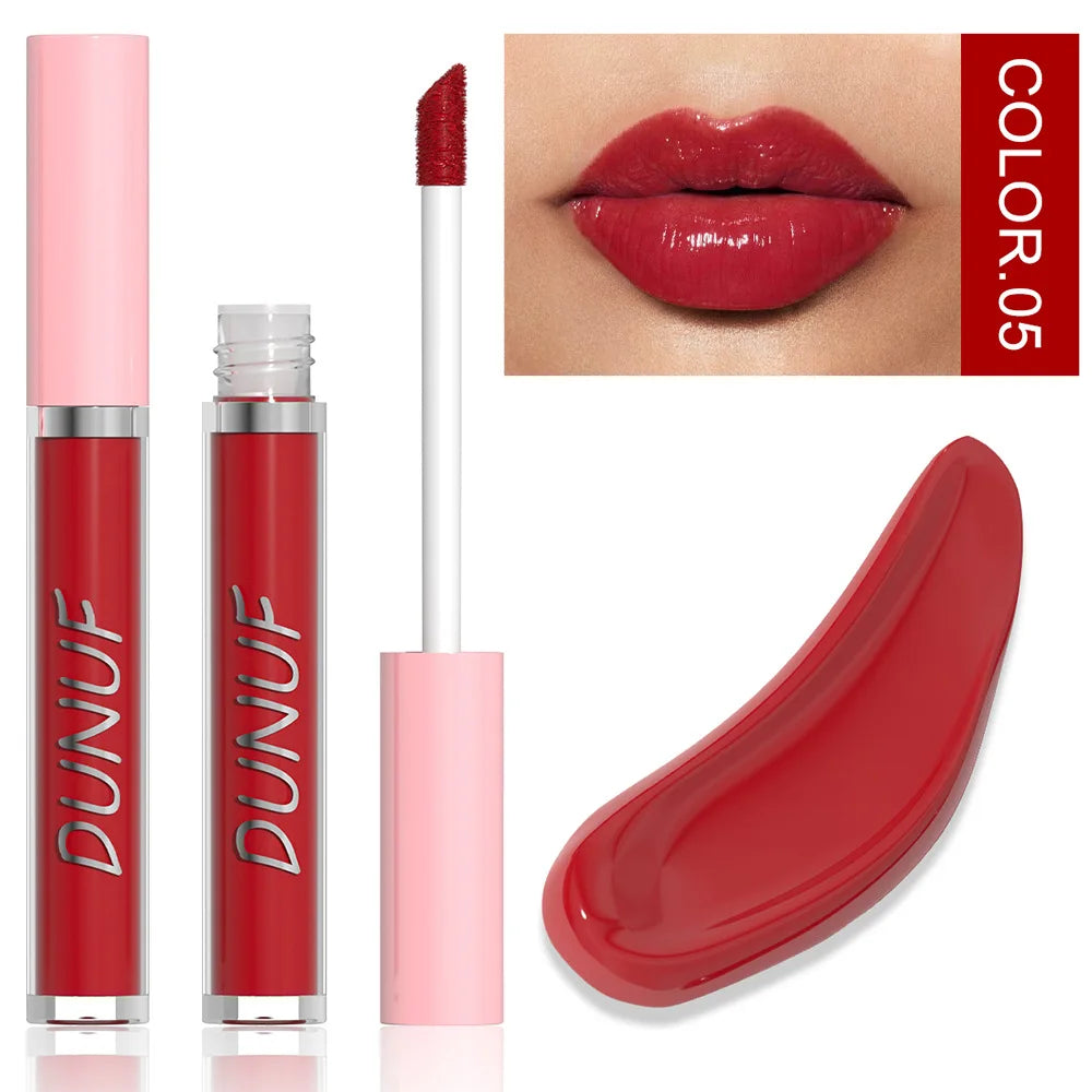 DUNUF High Quality Mirror Gloss Herorange Lipstick Lip Gloss Make-up Lightly Glass Moisturizing Plump Lip stick Lipgloss Gifts