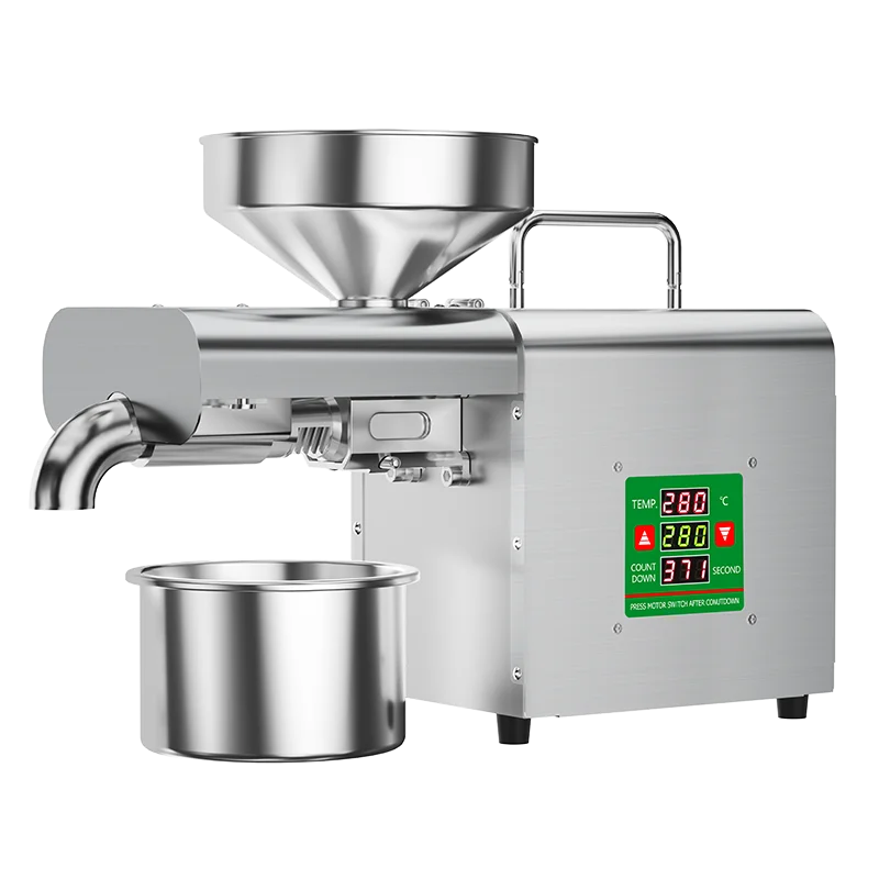 Electric Oil Press Machine, Cold/Hot for Home Use Automatic Oil Extractor for Peanut, Sesame, Sunflower Seeds, Stainless