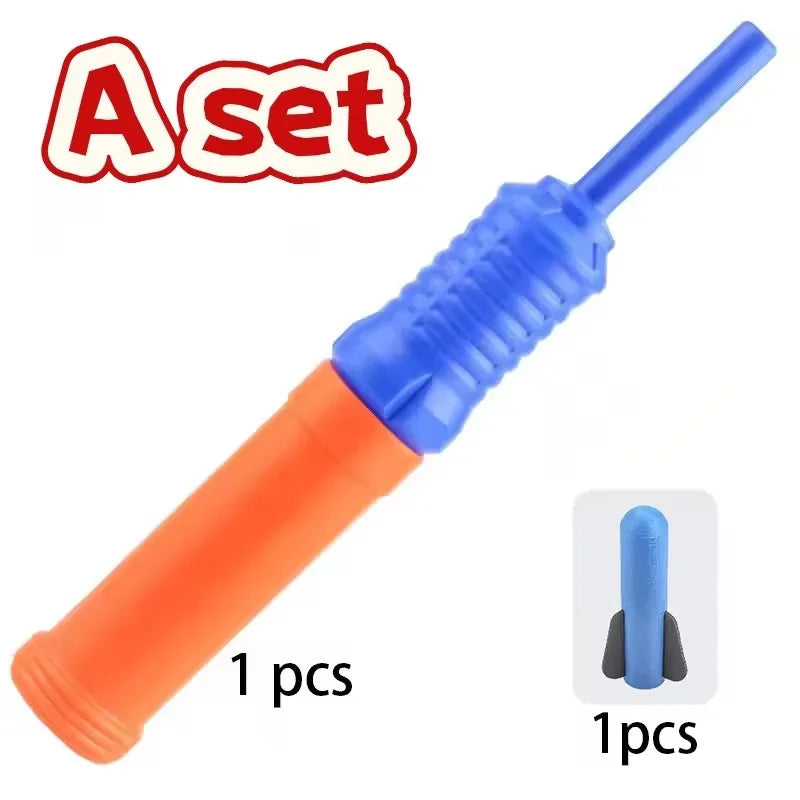 Hand Push Rocket Launcher Toy Set Foam Rockets Outdoor Garden Party Game Birthday Present Summer Funny Playing Toys