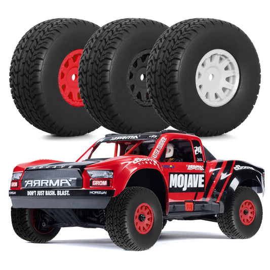 4Pcs 65mm Wheel & Tires Set with 12mm Hex for Arrma 1/14 Mojave Grom Short Course Truck Upgrade Parts