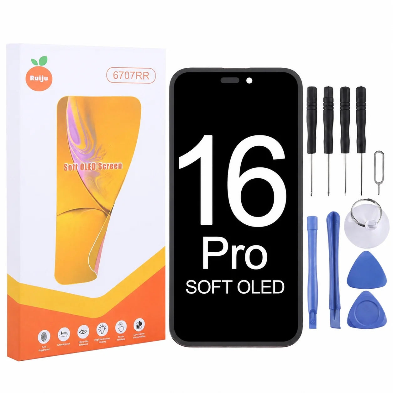 RJ Flexible Soft OLED Display for Iphone 12 13 14 15 16 Pro Max Plus Screen Touch Digitizer Assembly