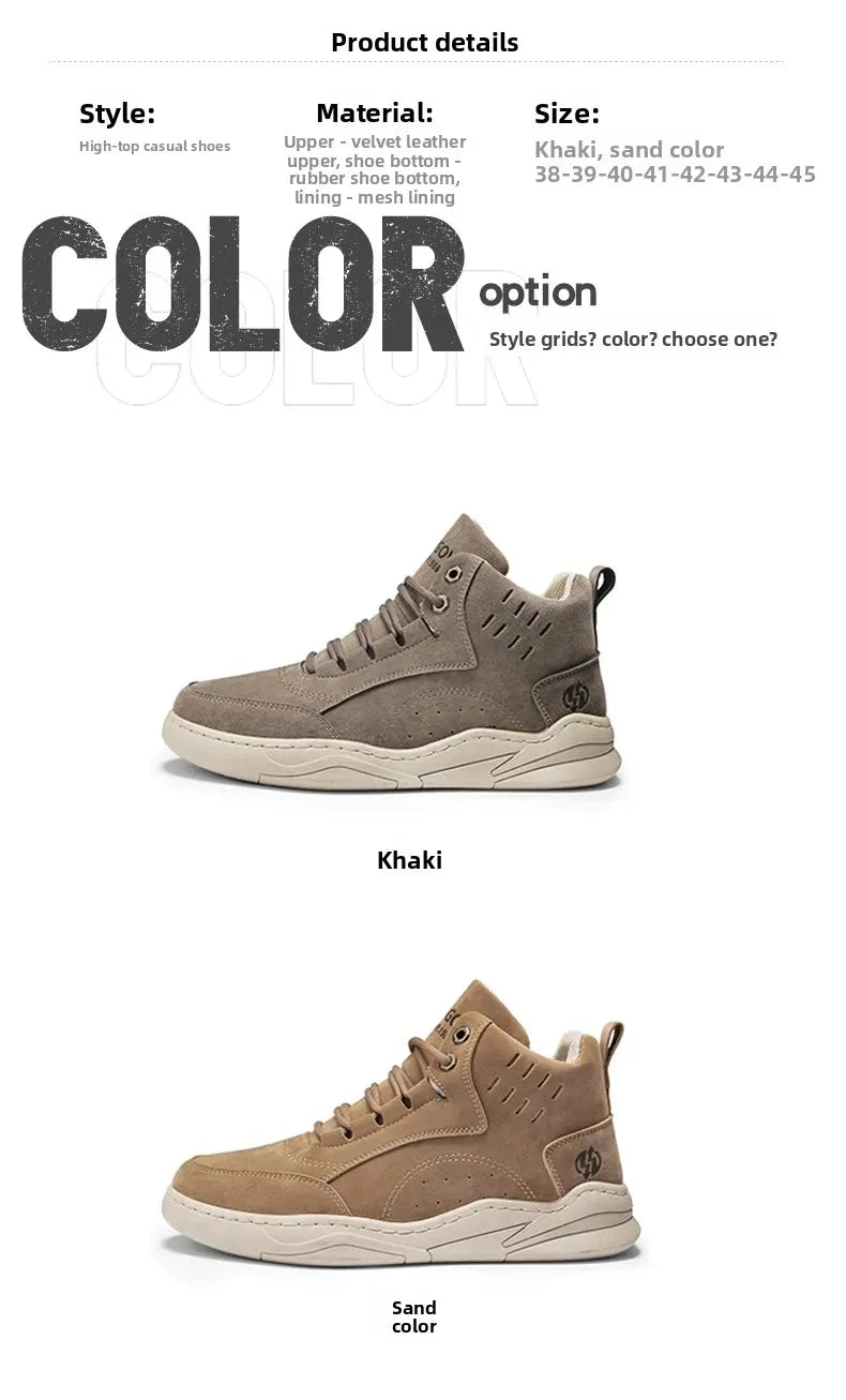 Men's High Top Sport Shoes Winter New Fashion Retro Outdoor Travel Matching Lace up Leather Surface Shoes Comfortable Casual Sne