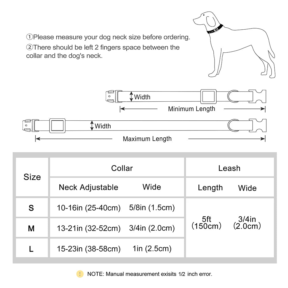 Retro Dog Collar Leash Set Custom Nylon Dog Collars With Walking Lead Rope Adjustable Pet Necklace for Small Large Dogs Durable