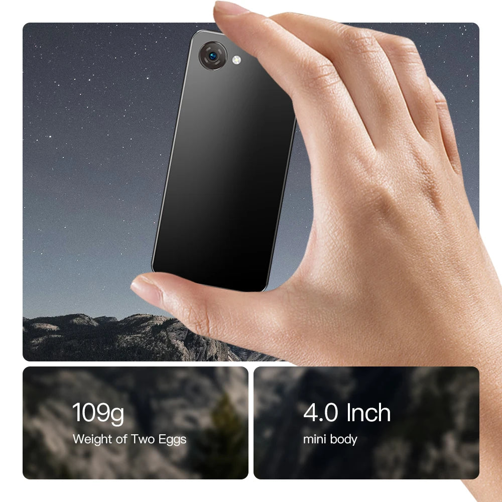 UNIWA 4G Phonemax Q9 Mini Phone 4.0Inch IPS Touch Screen Small Cell Phone Android 14 Small Smart Mobile Face ID 2000mAh Battery