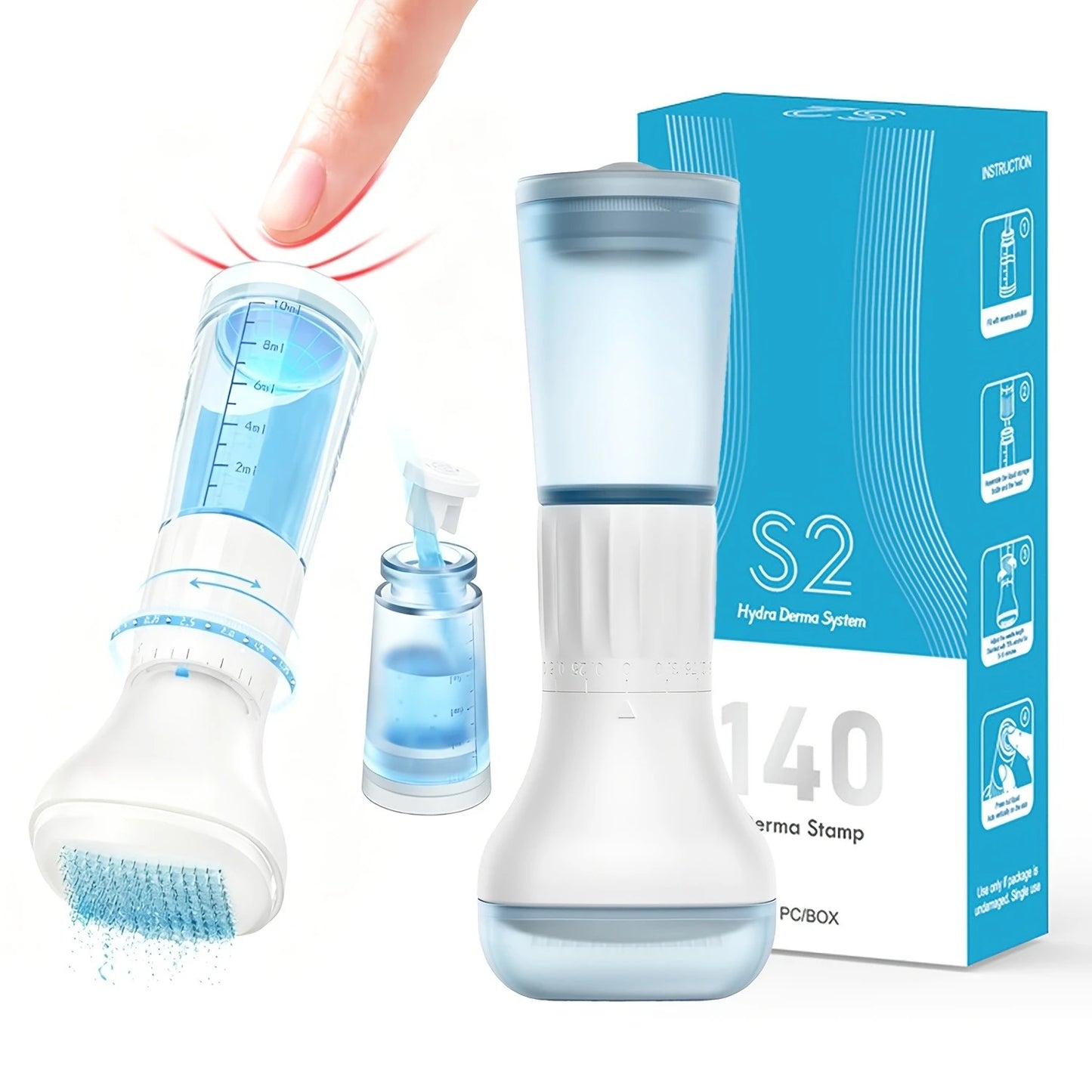 S2-140 Microneedle Scalp Serum Applicator with Reservoir Adjustable Needle Length (0.22mm) All-In-One Scalp Care Stamp