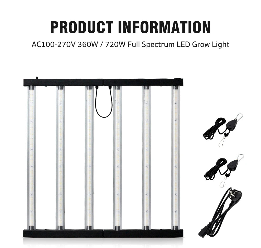 Full Spectrum LED Grow Light 360W 720W AC100-277V 660nm 730nm 395nm LM281B High PPFD Growth Lamp For Greenhouse Plants