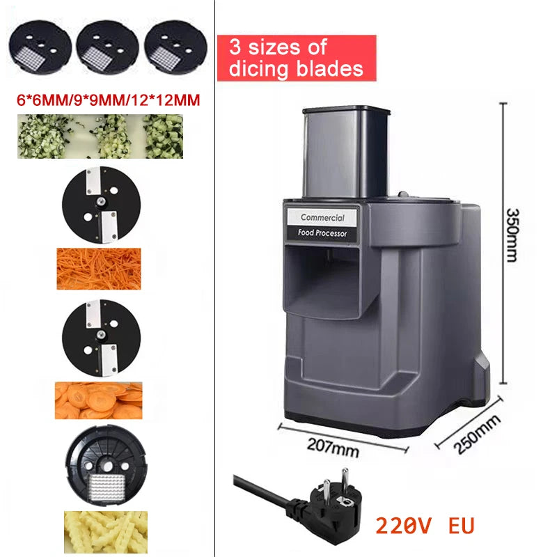 Commercial Vegetable Chopper 3 in1 Multifunctional Electric Cutting Machine Carrot Potato Slice Shred Diced Food Processor