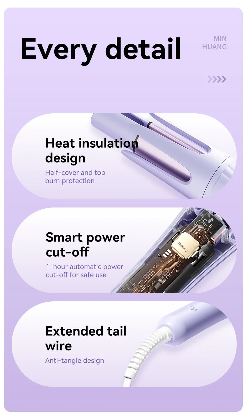 32MM Automatic Curling Iron with 1 Billion Ions Smart Auto Shut-Off Anti-Scald Hair Curler for Women Styling Tool