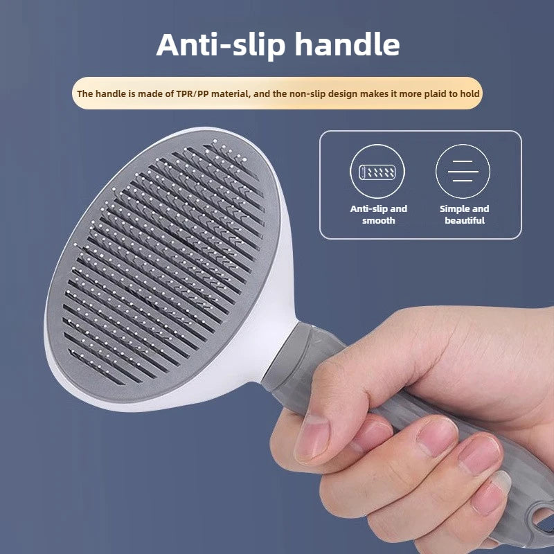 Pet hair removal comb self-cleaning cat grooming supplies cat anti-slip handle slicker brush dog cat hair removal accessories