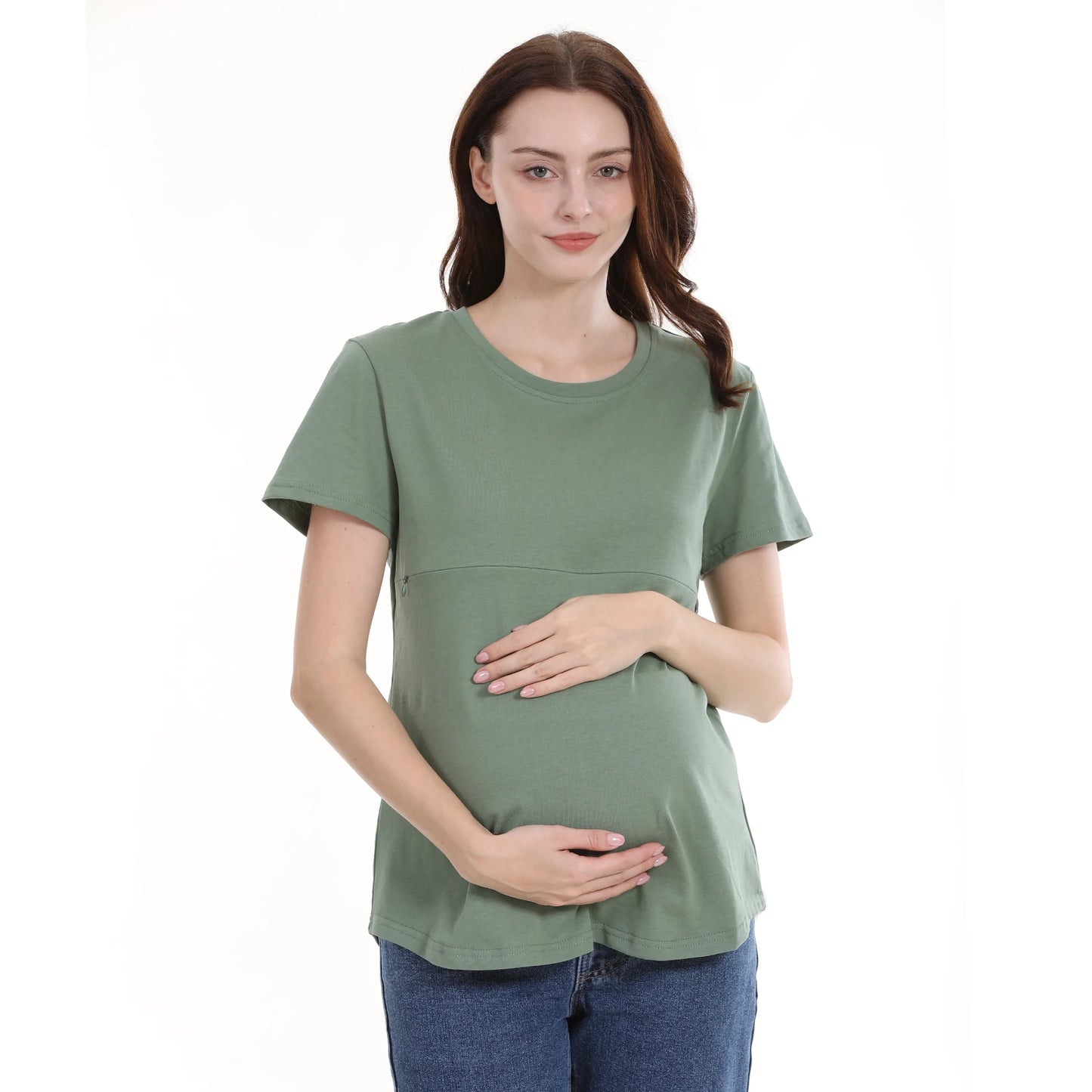 Emotion Moms Summer Invisible Zipper Pregnancy Maternity Top Lactation Clothing Breastfeeding For Pregnant Women Big Size