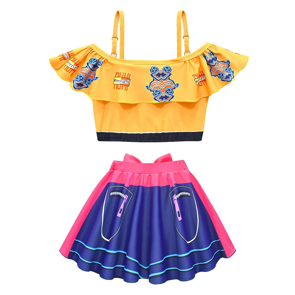 Summer 2026 Kpop Kids Swimsuit Festival Children Cosplay Demon Hunter Rumi Girls Outfits Holiday Beach Party Children's Swimwear