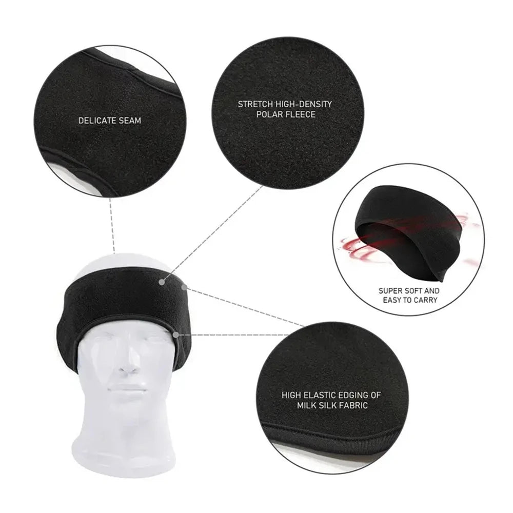 Winter Warmer Headband Breathable Windproof Sweatband Fleece Ear Cover Warmer Outdoor Sports Cycling Running Elastic Headwear