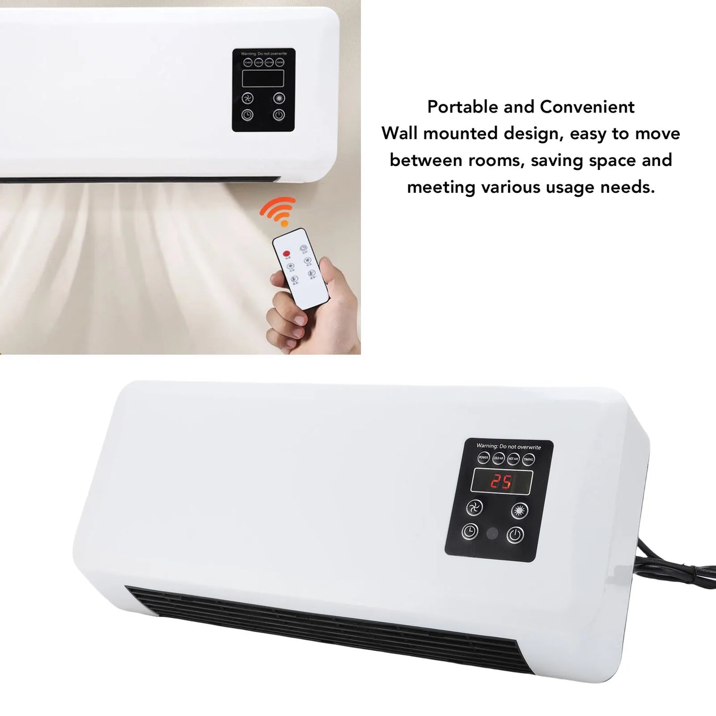 Wall Mounted Heater Cooler Energy Efficient Climate Control Small Air Conditioner Heater Machine for Home Bedroom UK Plug 220V