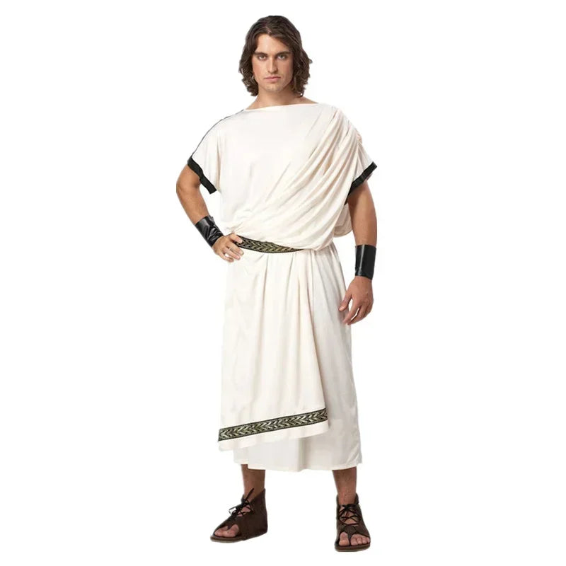 Halloween Man Women Ancient Greek Mythology Rome Toga Robe Greek Mythology God Goddess Costume Couples Fantasia Fancy Dress