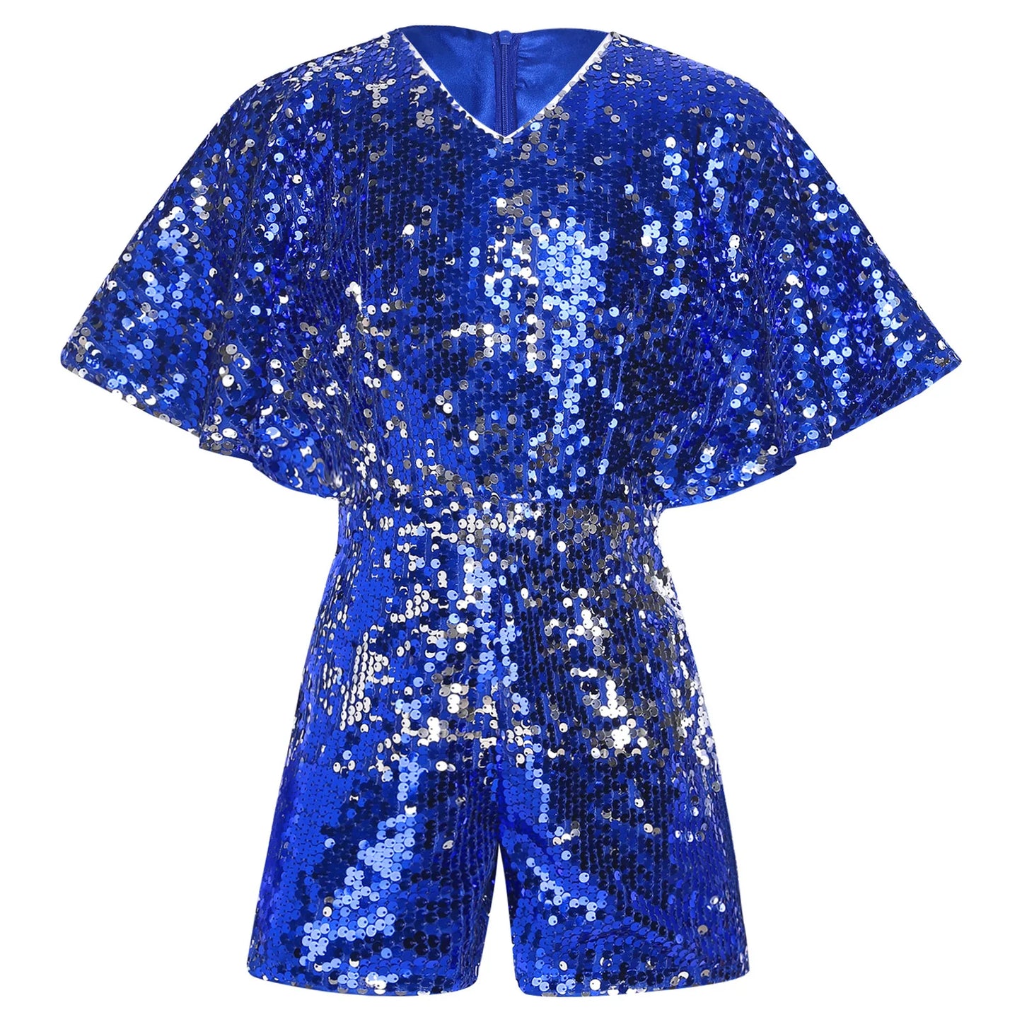 Kids Girls Shorty Unitard Sleeveless Sequin Rompers Leotard Bodysuit Performance Children Jazz Modern Dance Party Tap Costumes