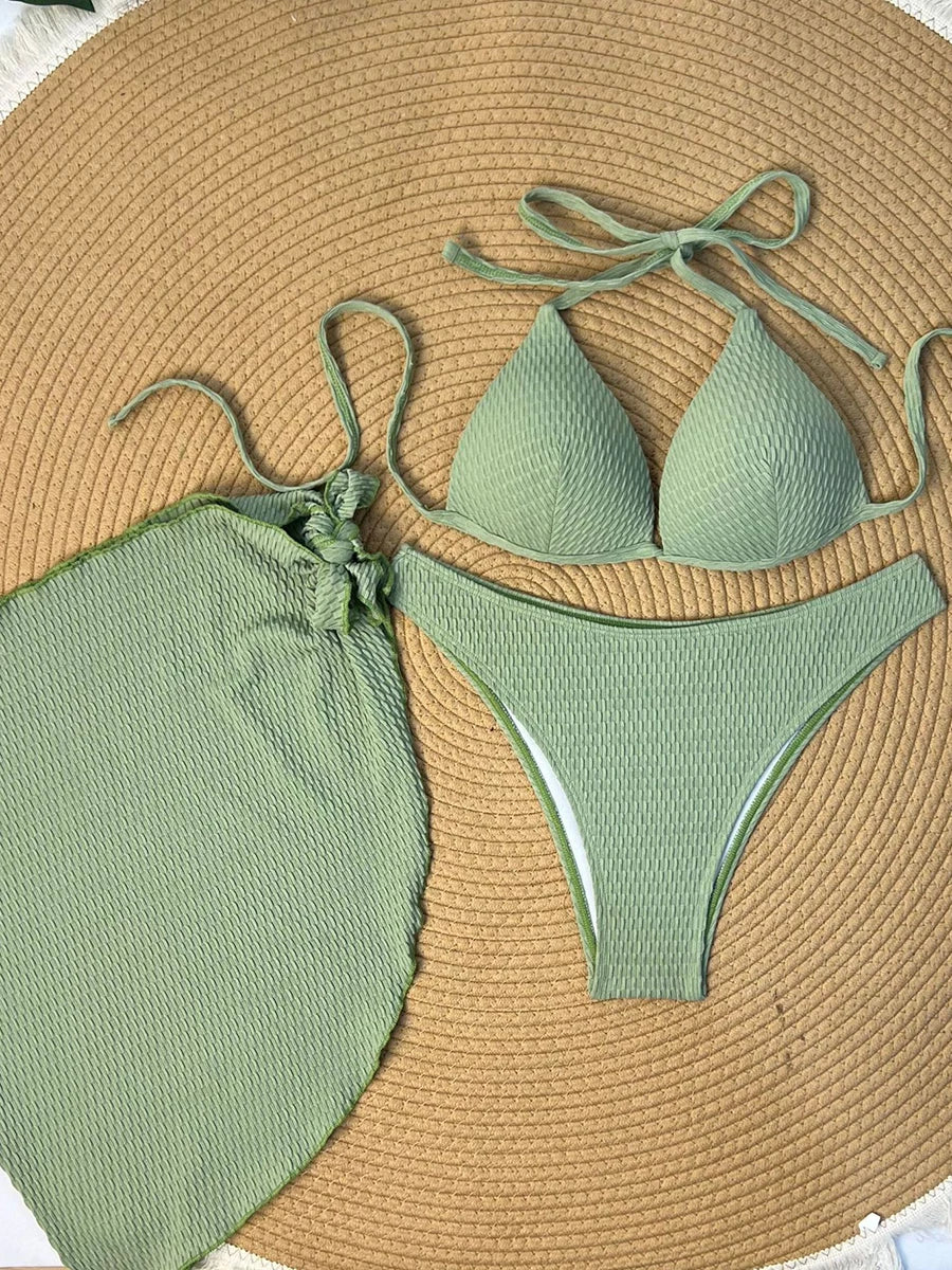 2026 Halter Triangle String Bikinis Swimsuit Women 3 Pieces Sexy Push Up Swimwear Female Bathers Bathing Swimming Swim Suit