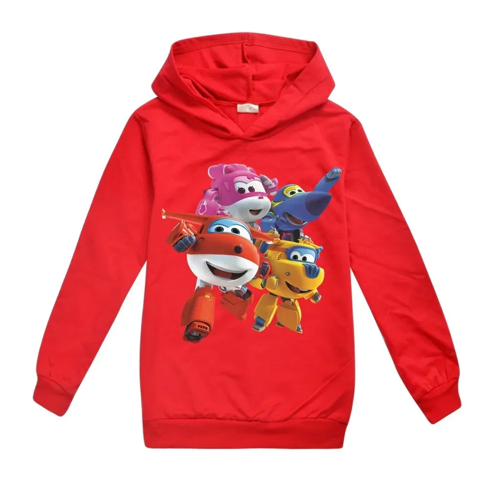2-16Years Autumn Costumes Super Wings Hoodie Kids Clothes Boys Sweatshirts Cartoon Tops Toddler Girls Outfits Baby Boy Coats