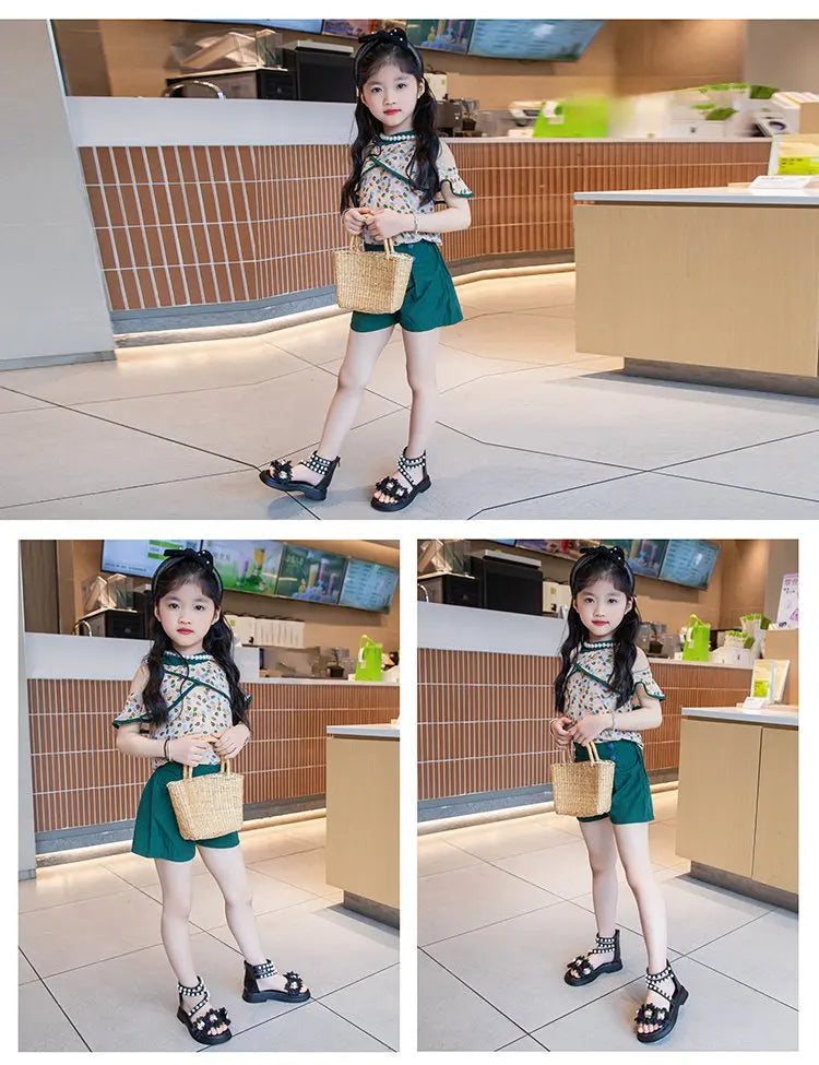 Girls Summer Sandals Soft Bottom Toe-Open Cute Princess Shoes Middle Large Children Little Girls Student Beach Shoes