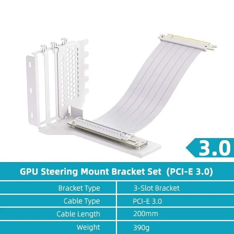 Teucer Vertical GPU Mounting Bracket PC Graphics Card Holder PCI-E 3.0/4.0 x16 Anti-interference Flexible 90° Extension Cable