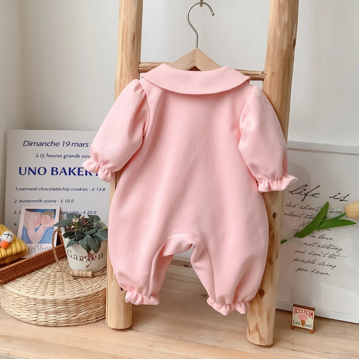 Newborn Baby Autumn Romper One Year Old Birthday Cute Girls Cartoon Rabbit Long Sleeve Bodysuits Spring New Kids Cotton Clothes