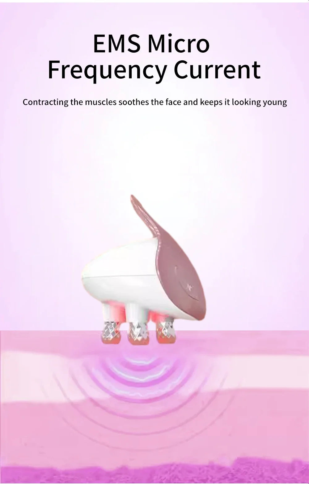 4D Massage Head Home Use Facial Device EMS 5 in 1 Facial Massager Promote Face Cream Absorption 5 Light Color Modes Beauty Tools