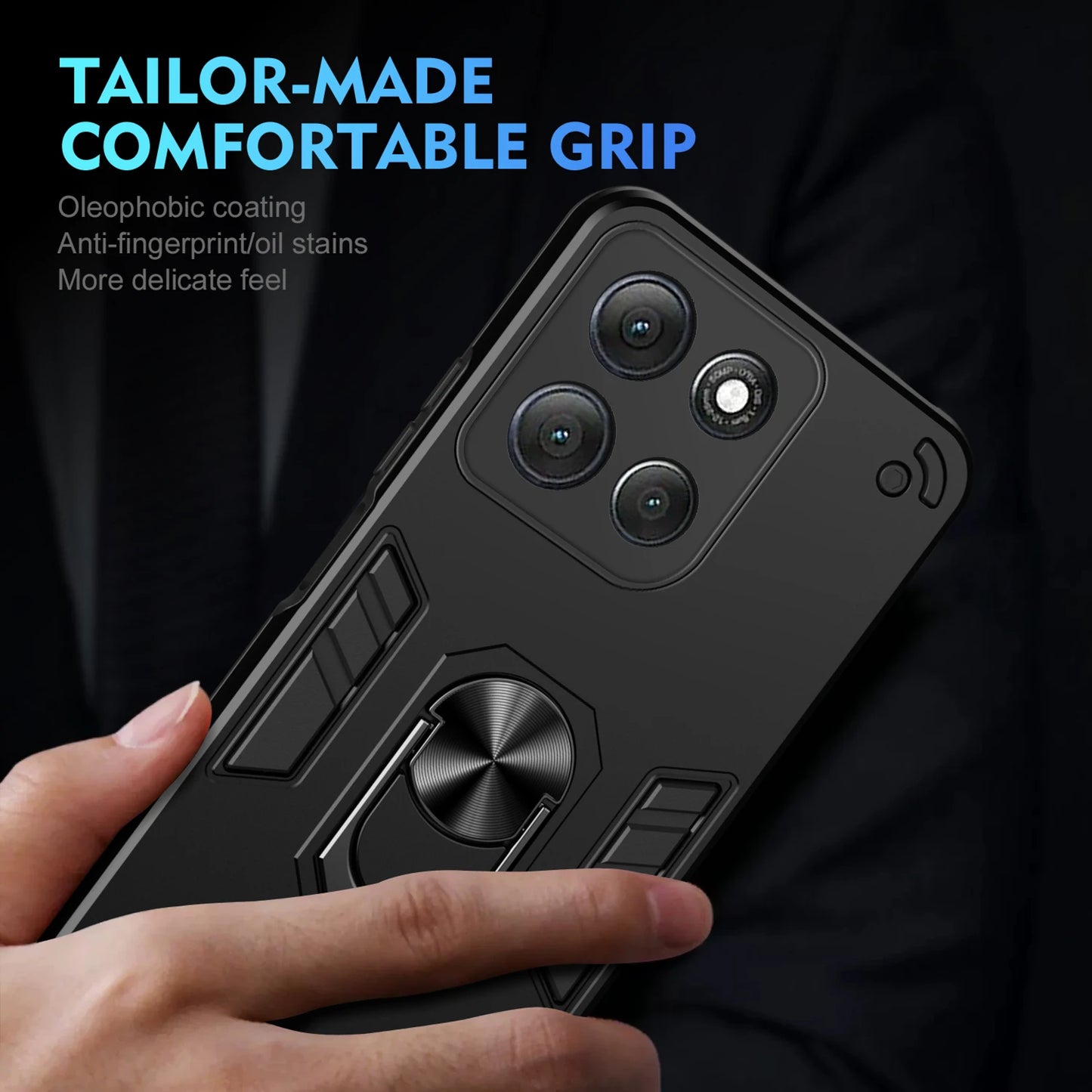 Rugger Armor Shockproof Case For Motorola Moto G15 G35 G55 G75 G06 G16 G56 G86 Power Magnetic Metal Ring Holder Cover Fundas