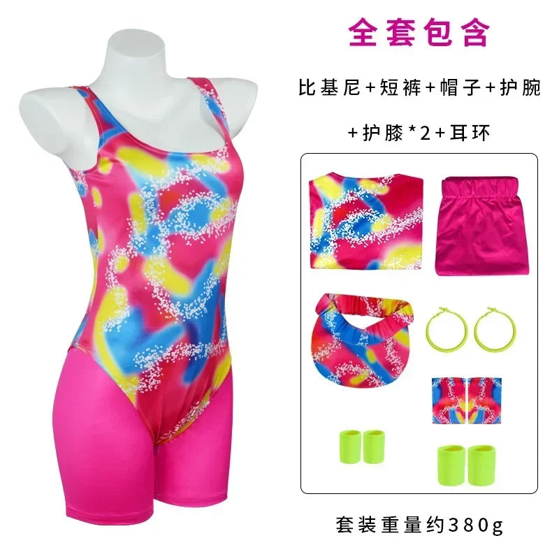 80s Workout Costume for Halloween Cosplay 80s 90s Workout Outfit Party Clothing for Adult Mens Include Hat Top Shirt Short