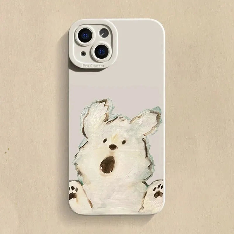 Cartoon Dog Puppy Phone Case For iPhone 17 16e 16 15 14 13 12 11 Mini Air Pro Max X XR XSMax 8 7 6 Plus Soft Silicone Back Cover