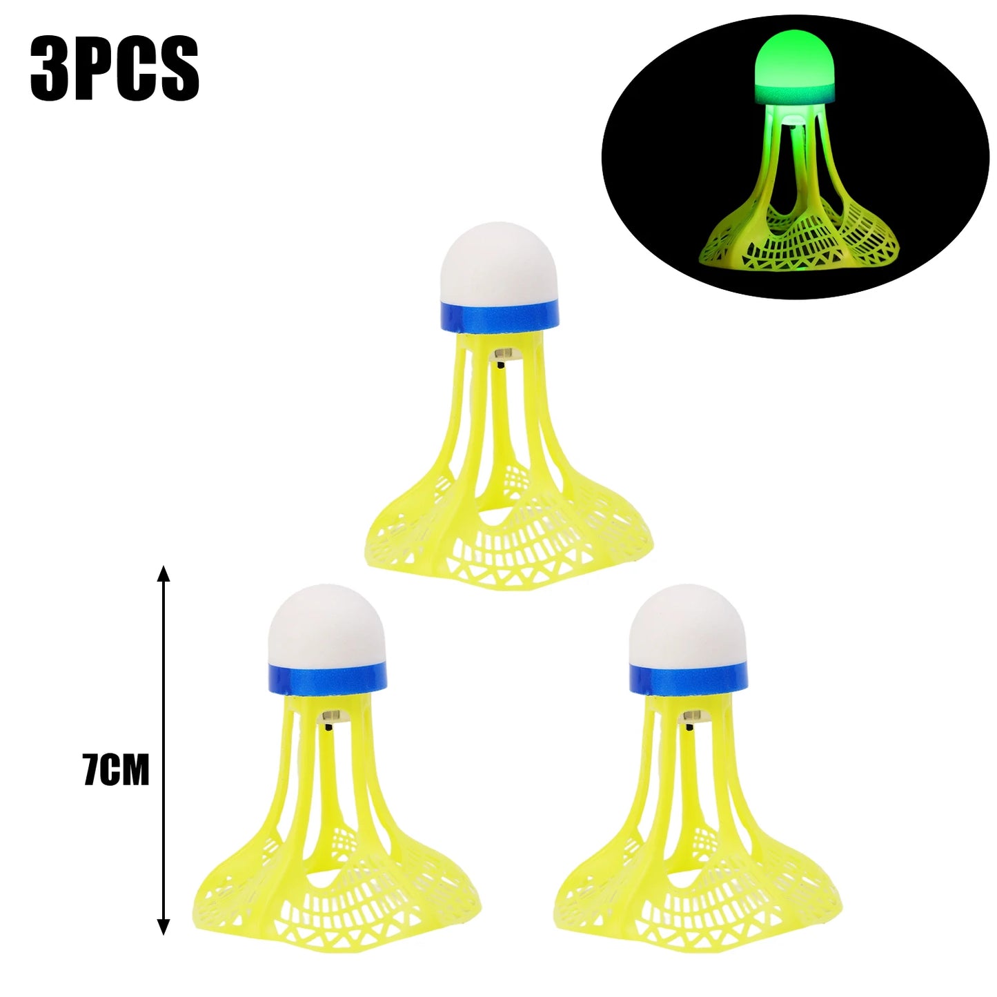 LED Luminous Badminton Shuttlecock Glow in The Dark Nylon Birdies Windproof Outdoor Night Training Sports Fitness Green Red