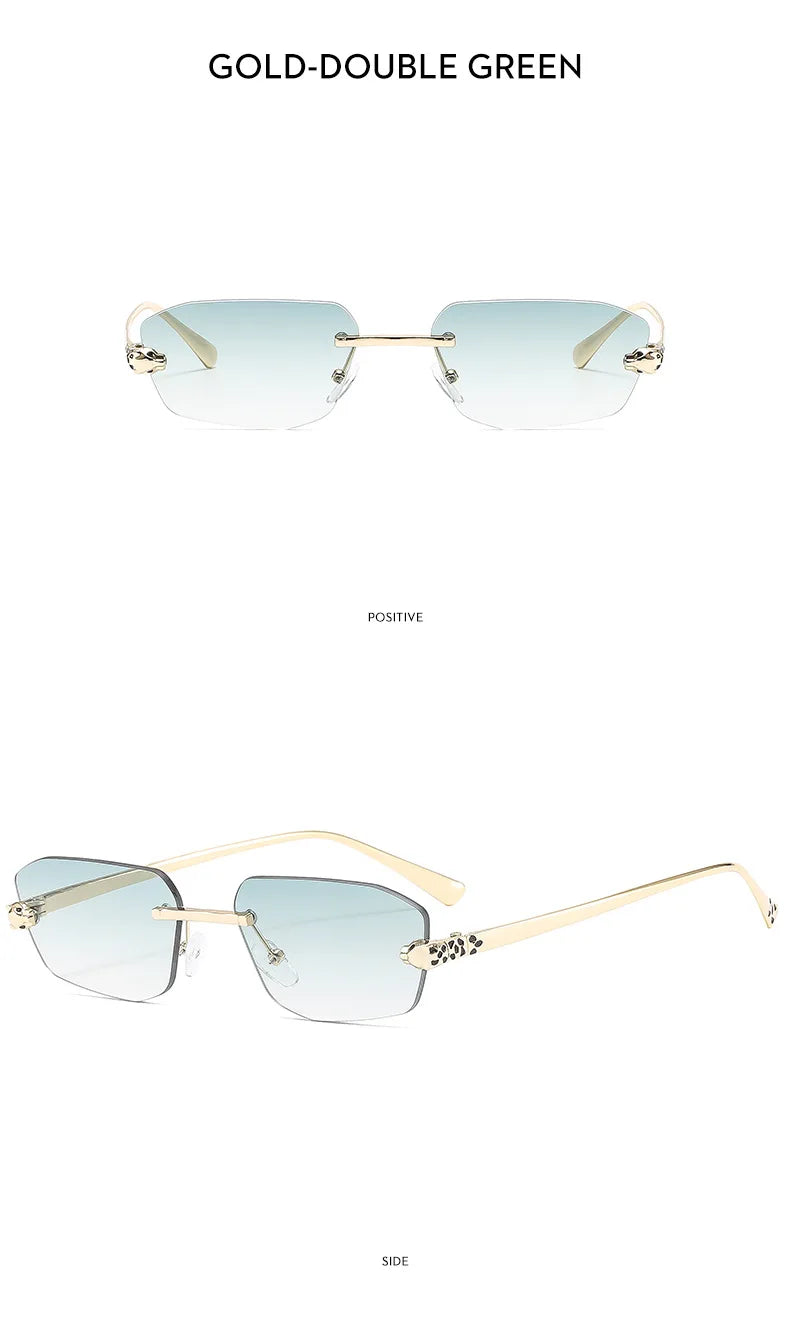 Popular Brand Brown Square Women Sunglasses Fashion Luxury Rimless Rectangle Sun Glasses Female Shades UV400 Vintage Eyewear