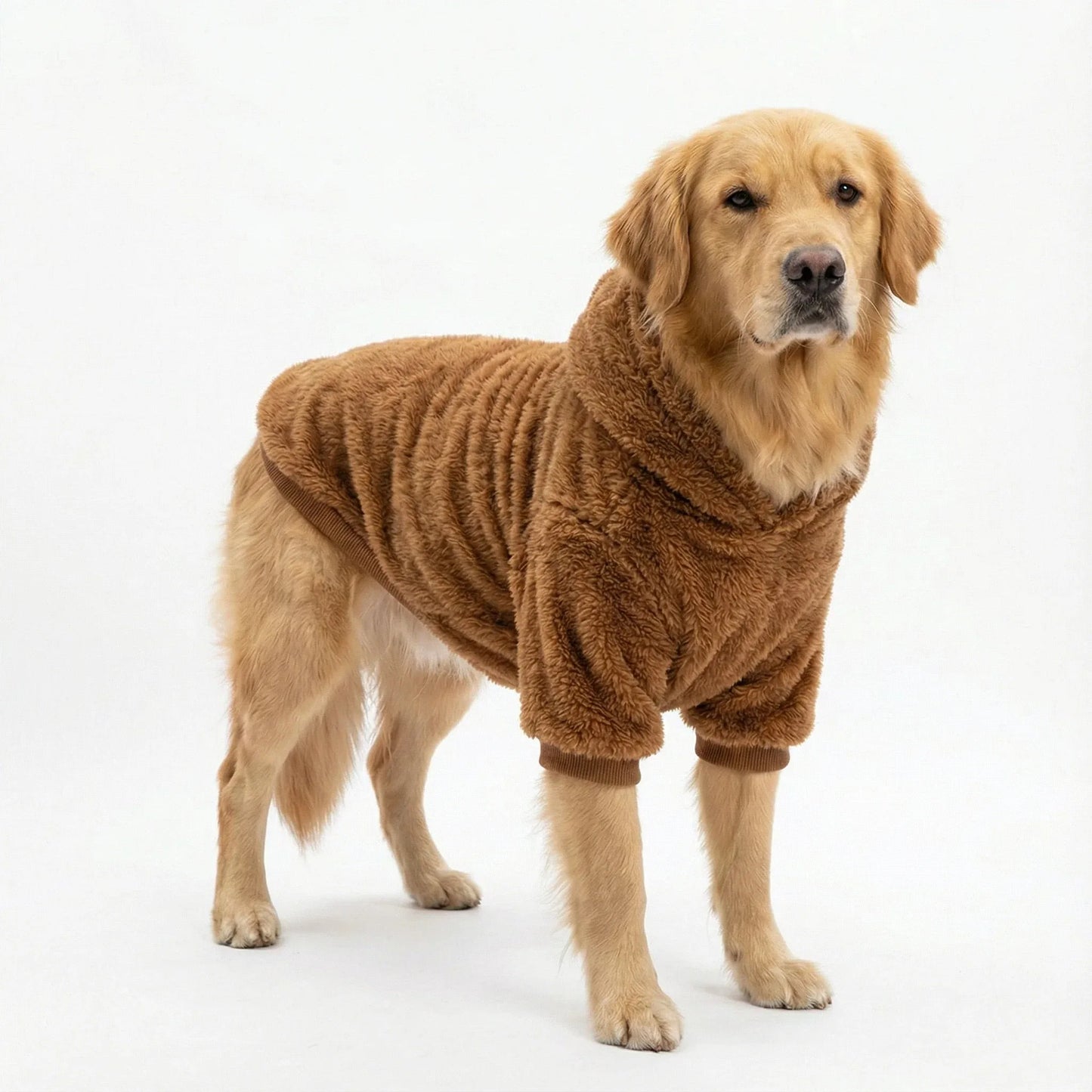 Winter Warm Pet Dog Clothes Soft Dog Plush Outdoor Coat Labrador Outdoor Golden Retriever Clothing With Hat