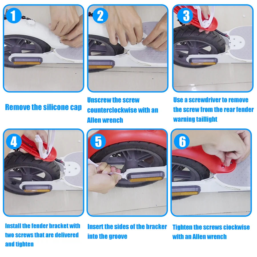 For Xiaomi Mijia MI M365 1S M187 Pro E-Scooter Tire Splash Fender with Rear Taillight Front Back Guard Mudguard screw line Parts