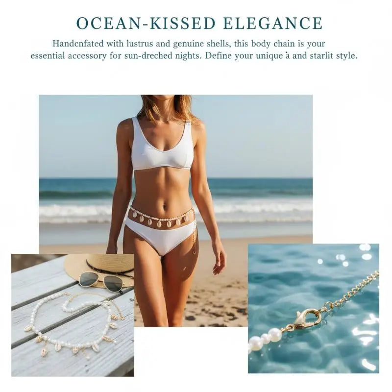Pearl Belly Chain for Women Boho Waist Chains Sexy Summer Beach Jewelry for Swimsuit Body Accessory