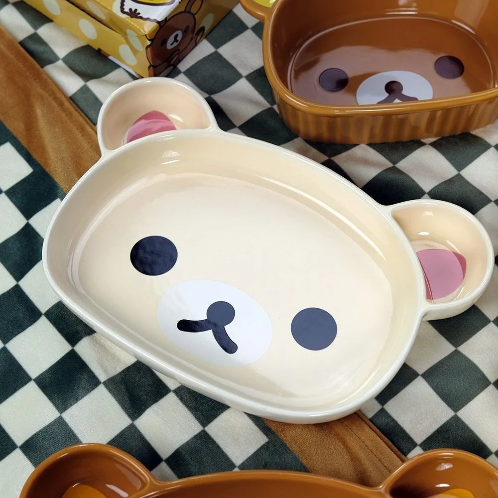 Cute Rilakkuma Ceramic Breakfast Plate Set Luxury Home Tableware Creative Sauce Dish Dinner Plate Kitchen Serving Set