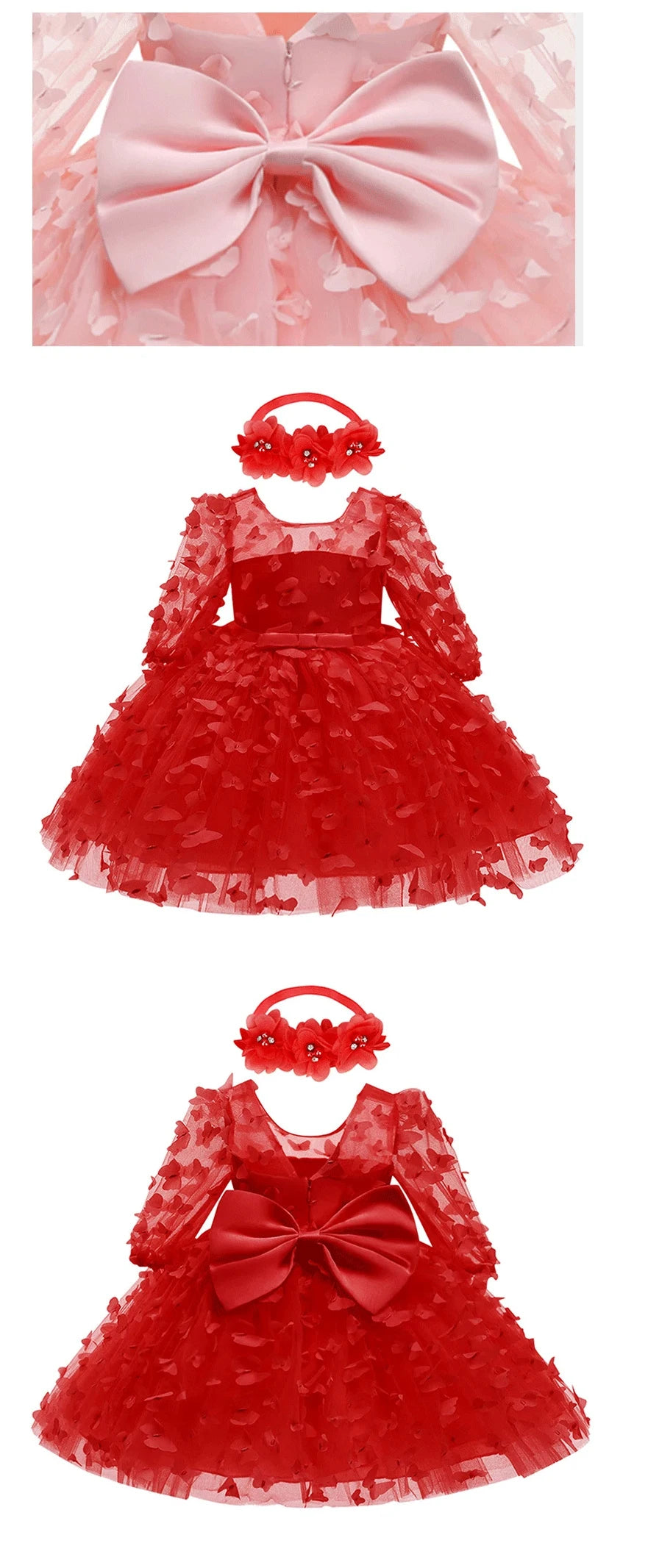 2025 New 3-24 Months Newborn Dress Flowers Mesh Fashion Party Little Princess Baby Dress Christmas Birthday Gift Kids Clothes