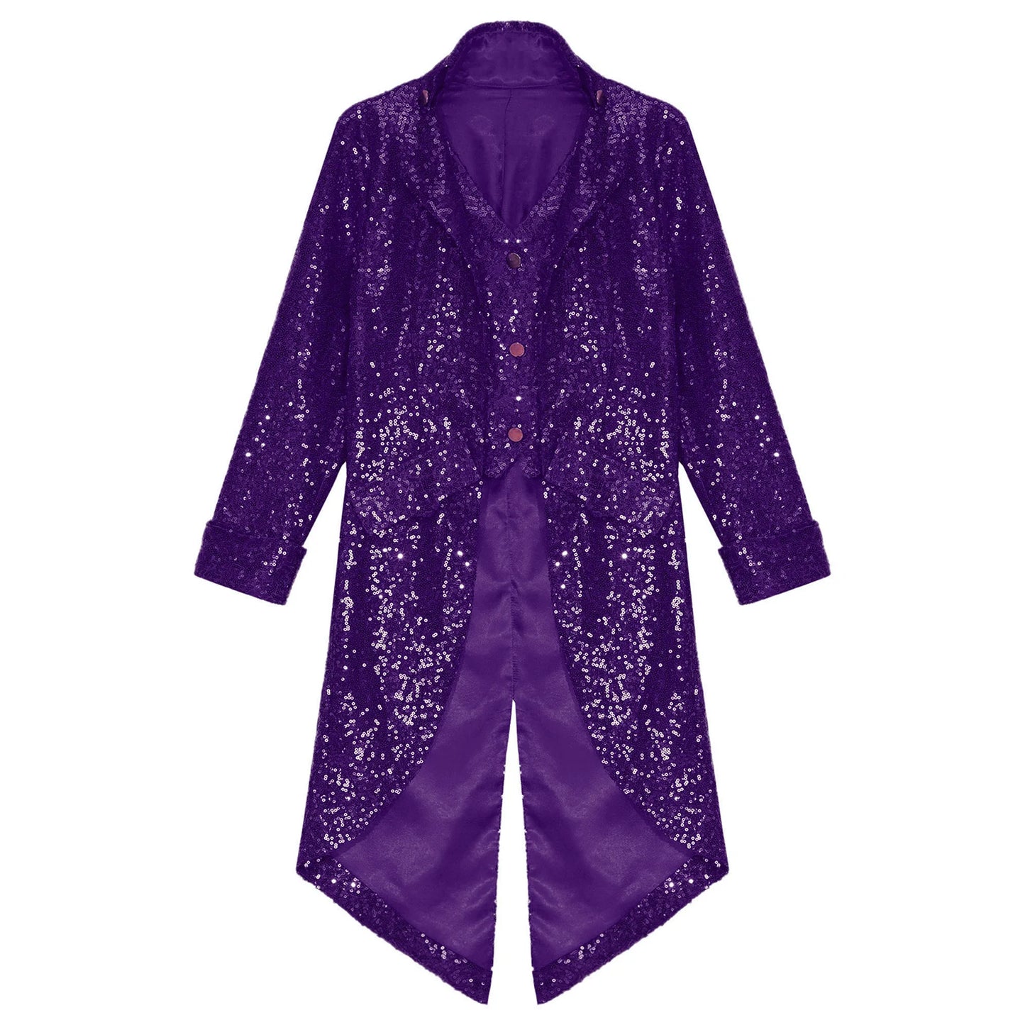 Kids Boys Halloween Medieval Renaissance Costume Sparkly Sequins Victorian Tailcoat Jacket Frock Coat Long Sleeve Gothic Tuxedo