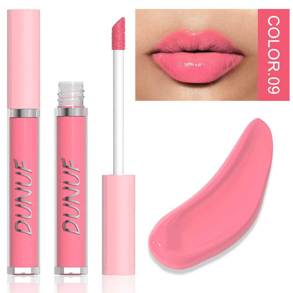 DUNUF High Quality Mirror Gloss Herorange Lipstick Lip Gloss Make-up Lightly Glass Moisturizing Plump Lip stick Lipgloss Gifts