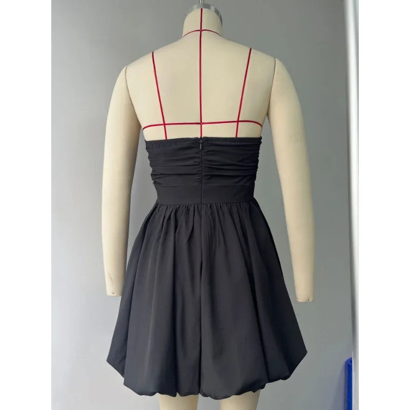 2025 Luxurious Women Hepburn Corset Party Dress Elegant Off Shoulder Folds Gala Celebrity Mini Dress Sexy Cocktail Dress Gown
