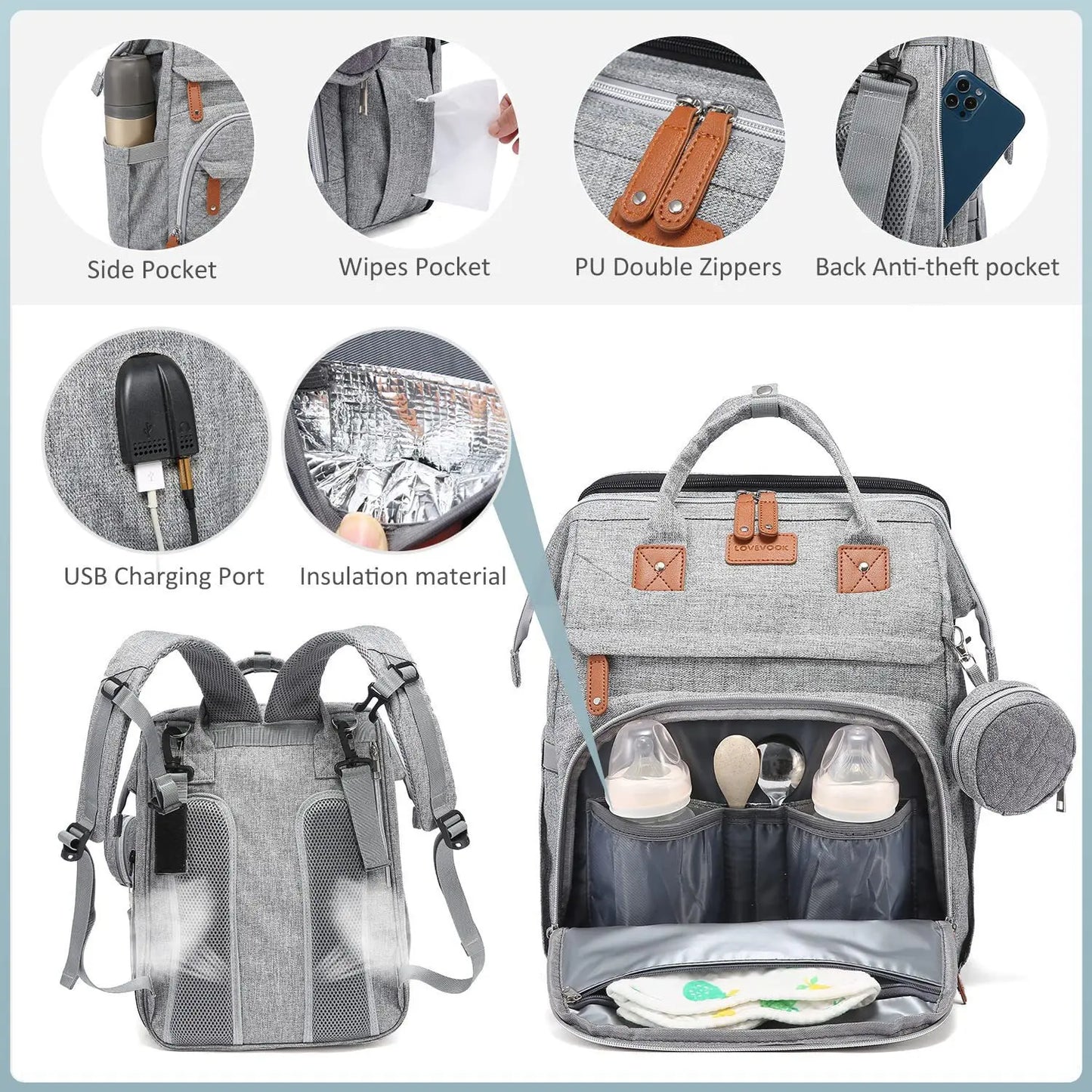 Mommy Diaper Bags Baby Bed Mother Large Capacity Nappy Milk Bottle Backpacks with Changing Mat Convenient Baby Nursing Bags