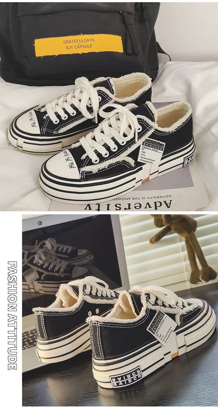 Men Vulcanized Shoe Thick Soles Increased Low Top Couple Shoe Canvas Shoe for Men Sneakers Tenis Masculino Zapatillas