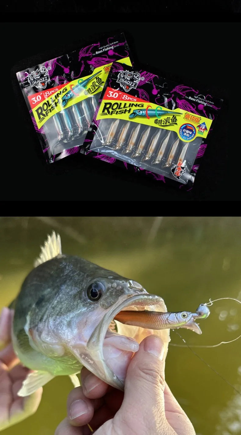 Competition Edition Floating TPE Soft Bait 2.5" 3" Midosto Wacky Rig Lure Rolling Action for High-Pressure Fishing for Bass Pike