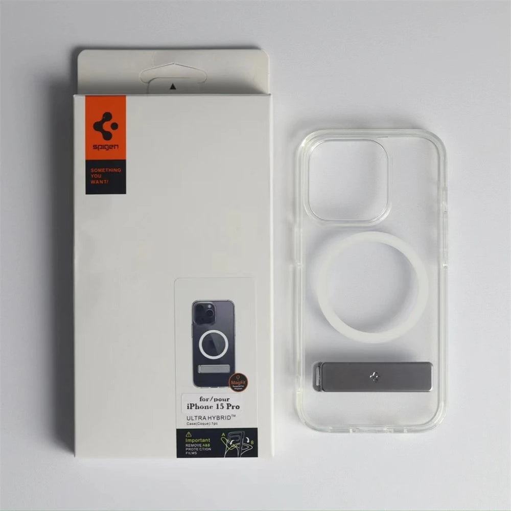 Spigen Ultra Hybrid S MagFit Designed for iPhone 17 Pro Max 16 15 14 13 12 Case Kickstand Amti Yellowing Compatible With MagSafe