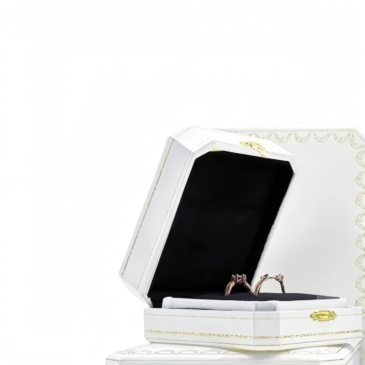 Customizable LOGO Vintage Octagonal Gold Text Storage Box Ring Earnail Bracelet  Jewelry Packaging Case Collection Storage Box