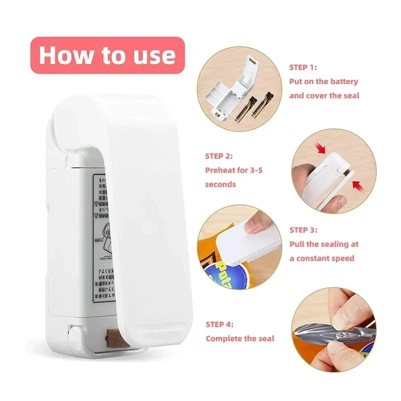 Portable Heat Bag Sealing Machine Package Sealer Bags Plastic Food Bag Closure  Food Packaging Heat Sealer Kitchen Gadget