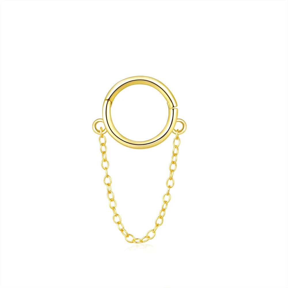 CANNER 925 Sterling Silver Simple Tassel Circle Piercing Hoop Earrings For Women's 18k Gold Ins Earrings Fine Jewelry Party Gift