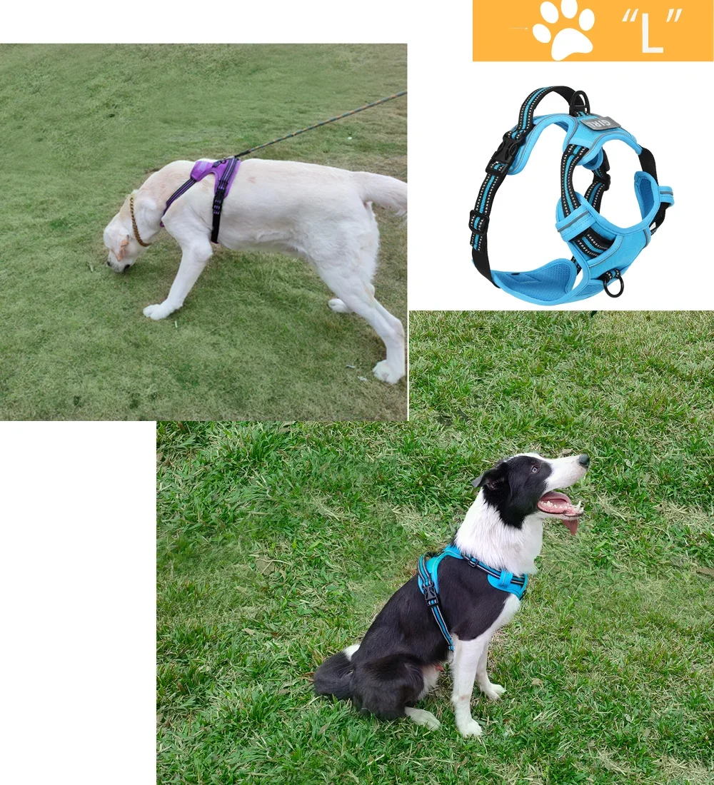 No Pull Dog Harness Front Clip Heavy Duty Reflective Easy Control Handle for Large Dog Walking