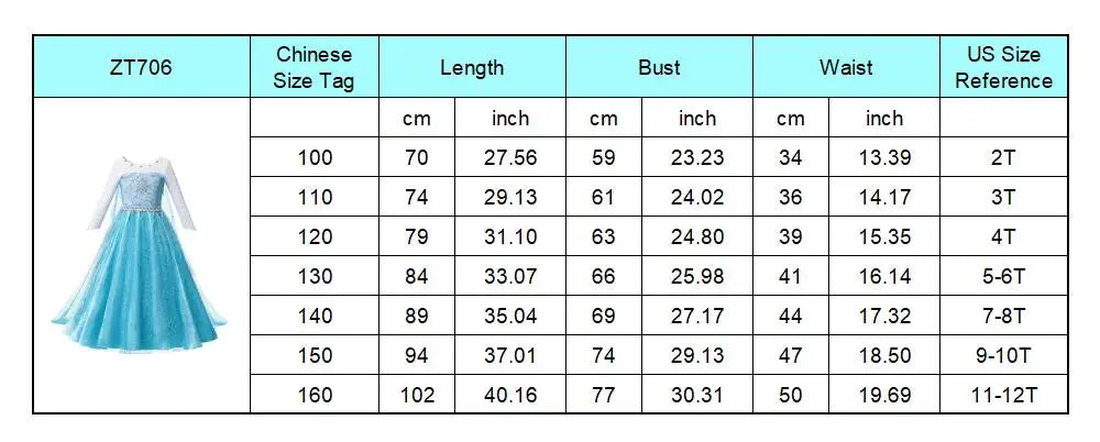 Halloween Birthday Carnival Princess Costume Dress Elsa Anna Snow White Aurora Moana Rapunzel Mermaid Belle for Girls 2-8Y