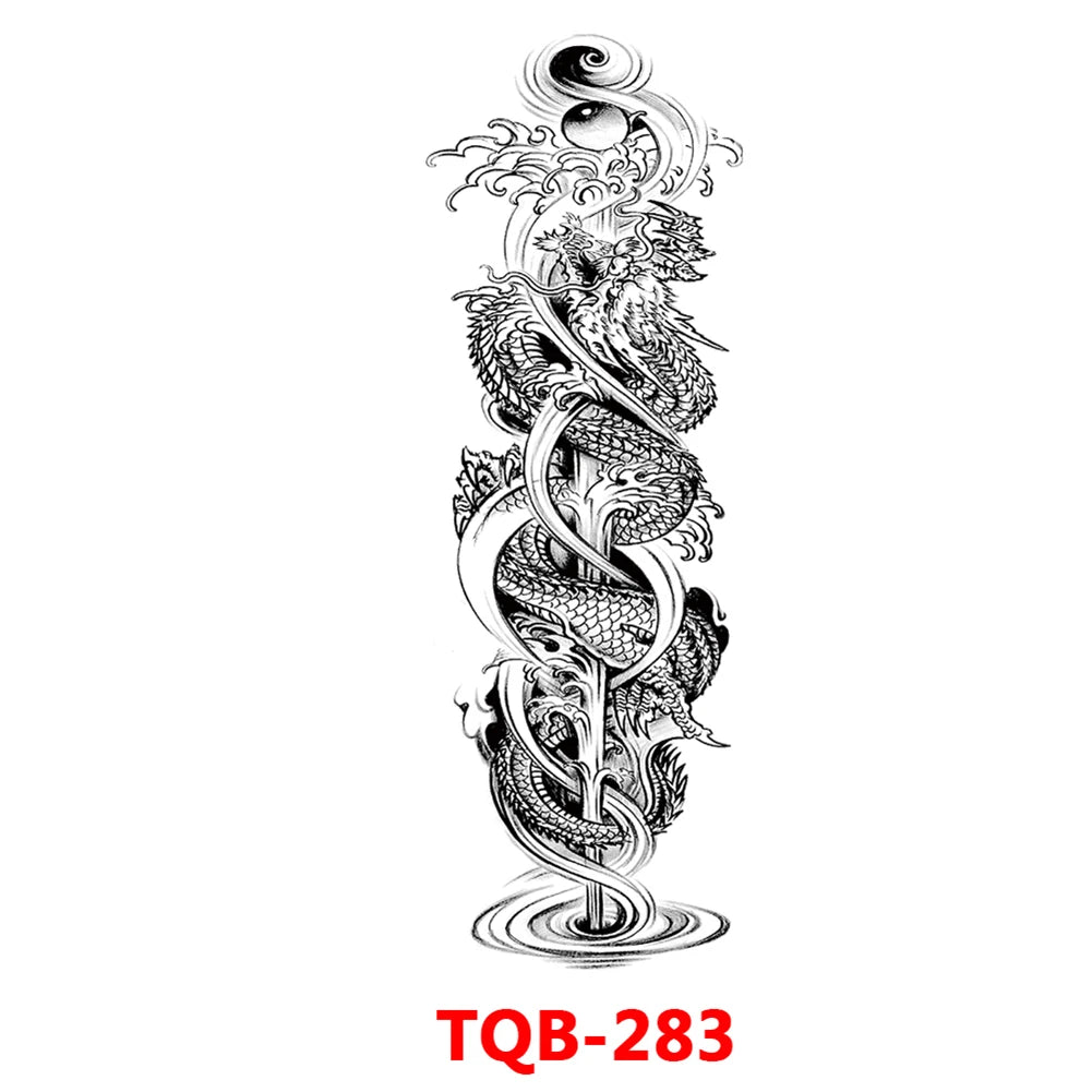 Full-arm Tattoo Stickers With The Crown Of The Virgin Of Jesus And Lion Waterproof Tattoo Stickers