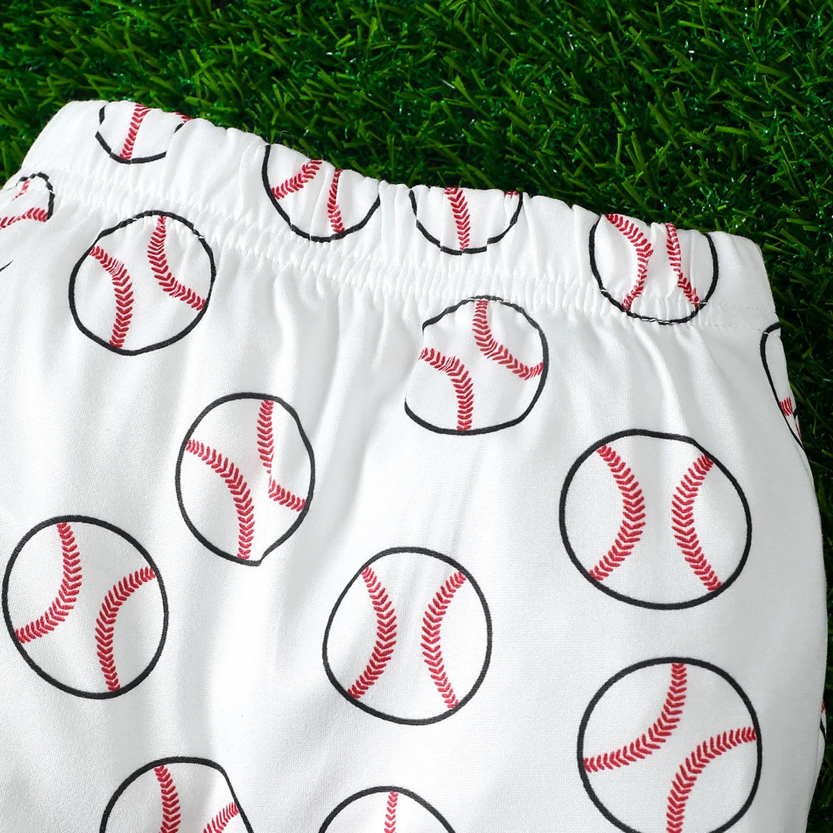 Baby boy casual short sleeved sports baseball printed jumpsuit and baseball printed pants (including hat) summer