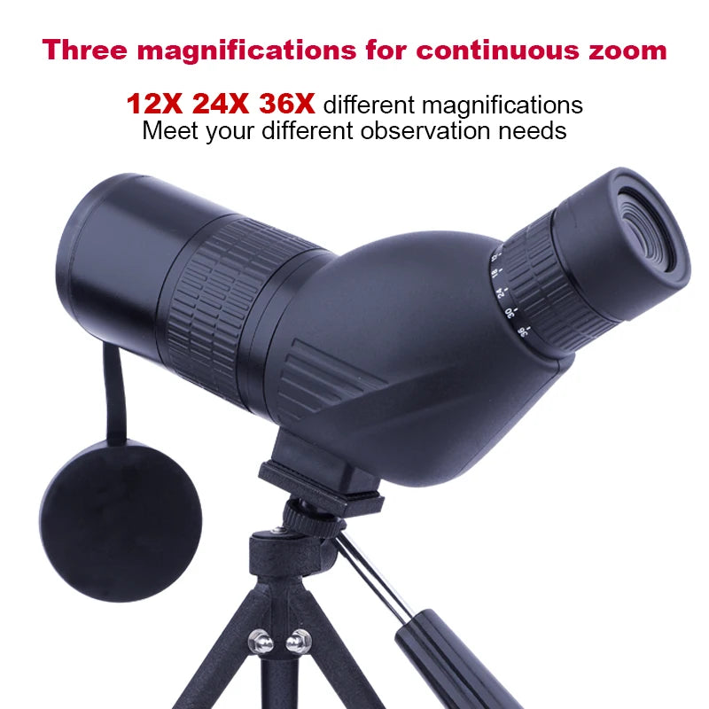 12-36X50 HD Zoom Monocular Spotting Scope Powerful Telescope Bak4 Prism Waterproof Anti-Fog for Outdoor Camping Bird Watching
